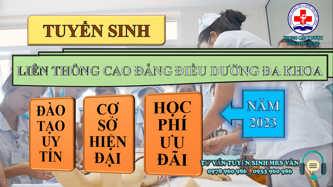 Trường trung cấp y dược Tôn Thất Tùng tuyển sinh lớp liên thông cao đẳng điều dưỡng đa khoa tại tp.HCM.